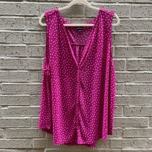 Torrid Pink Star Pattern Button Down Sleeveless Blouse